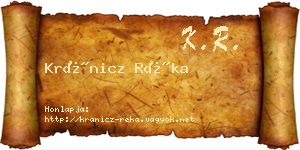 Kránicz Réka névjegykártya